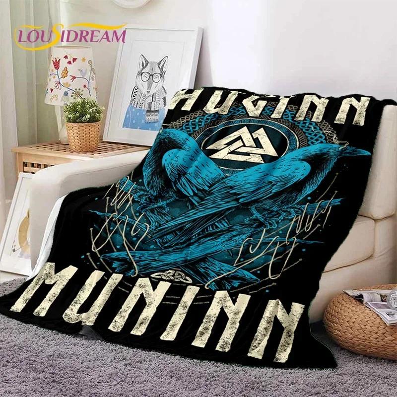 Nordic Viking Odin Valhalla Valknut Soft Flannel Blanket for Beds Bedroom Sofa Picnic,Throw Blanket for Outdoor Leisure Nap Gift