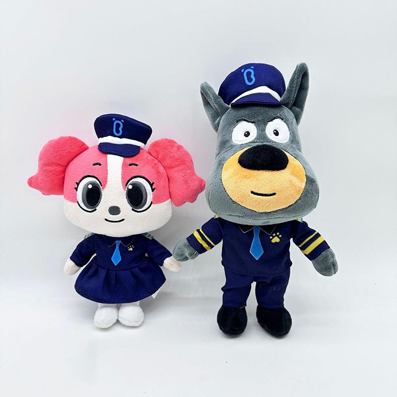 Anime Cartoon Sheriff Labrador Pluche Pop Kerst Zachte Babybus Pluche Knuffel Speelgoed Voor Kinderverjaardagscadeaus