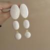 Silver needle acrylic oval fringed stud earrings niche unique design earrings exaggerated earrings women