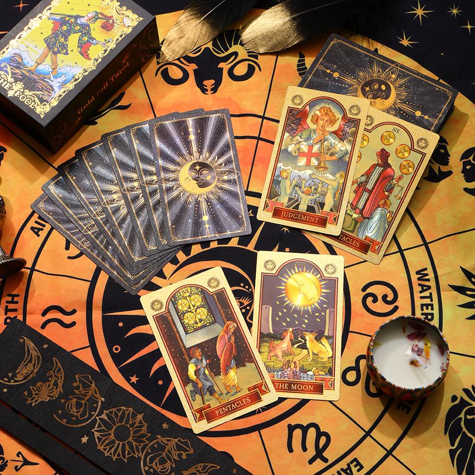 Genuine Weite Gold Foil PET Tarot Deck - Full Set Printed Tarot Board Game Cards