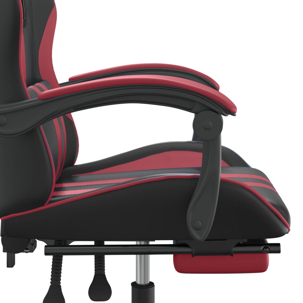 Gaming Chair with Footrest Swivel Black & Burgundy Artificial Leather