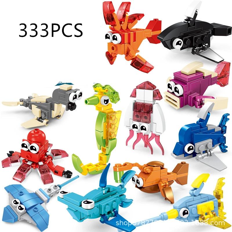 Funny Joy Insect Animals Figures Set Mini Building Blocks Toy Assembly 3D Constructor Micro Bricks For Kids Boys Present Plaything