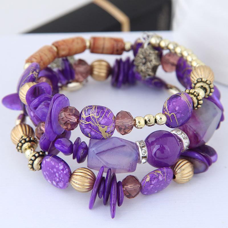Set di bracciali con perline con ciondolo in Boemia per donne, bracciali con perline in lega fatti a mano vintage, gioielli da festa in stile Boho femminile