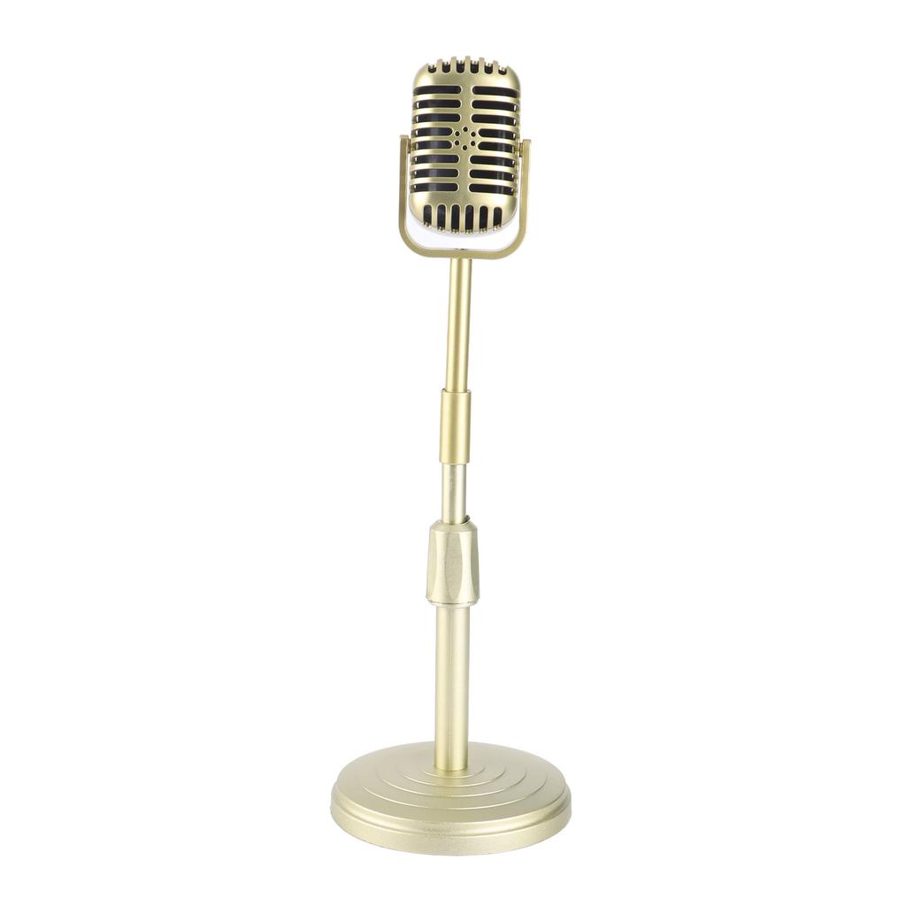 Simulation Old Fashioned Microphone Model with Stable Base and Support Rod Retro Mic Prop Set for Photography
