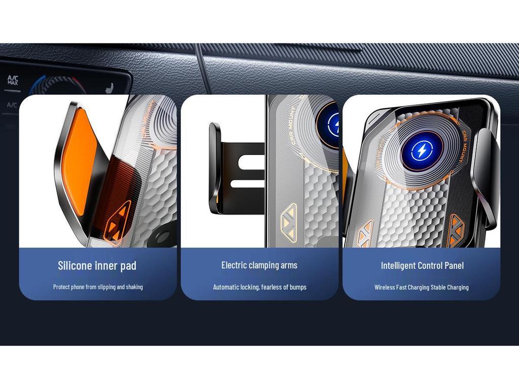 15W Auto-Clamping Wireless Charging Phone Holder for Car