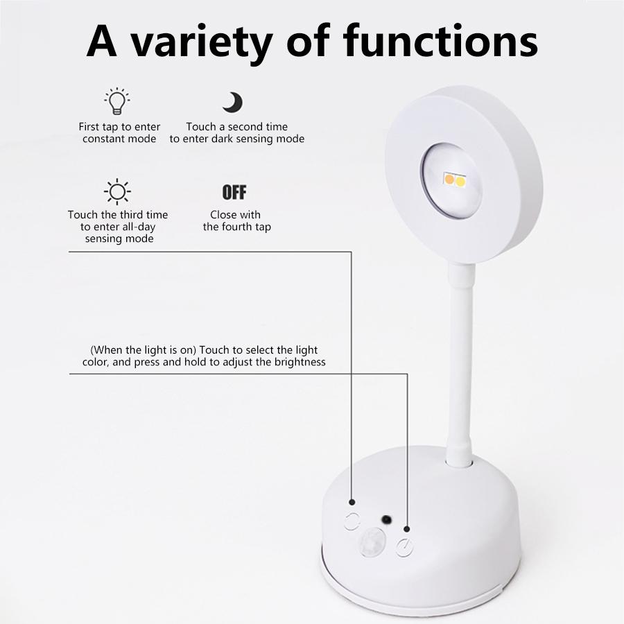 USB Rechargeable Intelligent Human Sensing Wireless Wall Light Dimmable Led Spotlight For Bedroom Mural Living Room Lighting