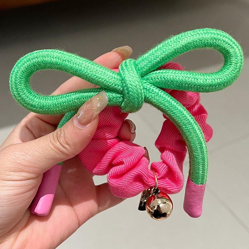 Stylish Pink Bow Hair Tie - Large Intestine Ring for Ponytails