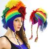 Novelty Hat Halloween Lustiger Hut Regenbogen {} Römischer Ritterhut Mützen mit Ohrenklappen Gestrickte Mütze Regenbogen gestreifte Mütze