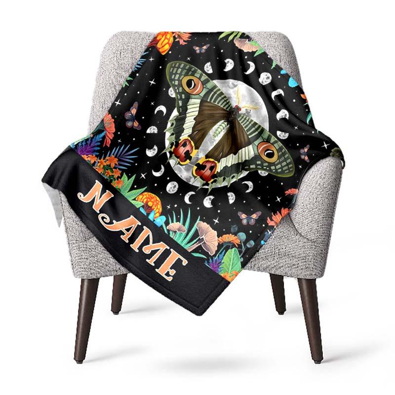 Butterfly And The Sun And Moon Customize Your Name Blanket Used For Chair Office Sofa Bed Camping Soft And Warm Giving Friends And Relatives Birthday
