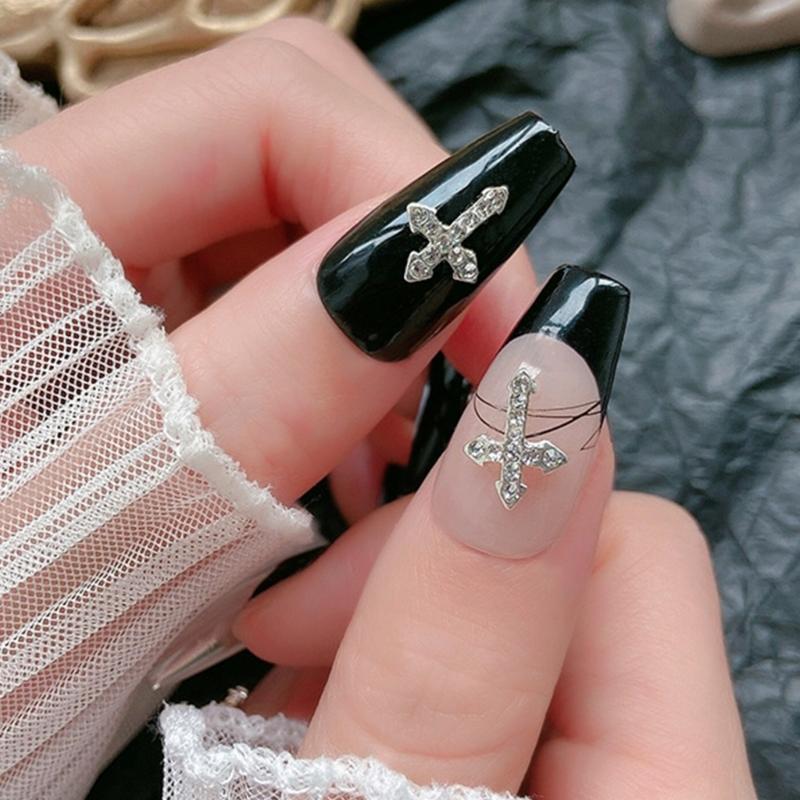 10Pcs 3D Cross Nail Charms for Nails Alloy Retro Cross Nail Charms Decoration DIY Alloy Nail Charms Decorations