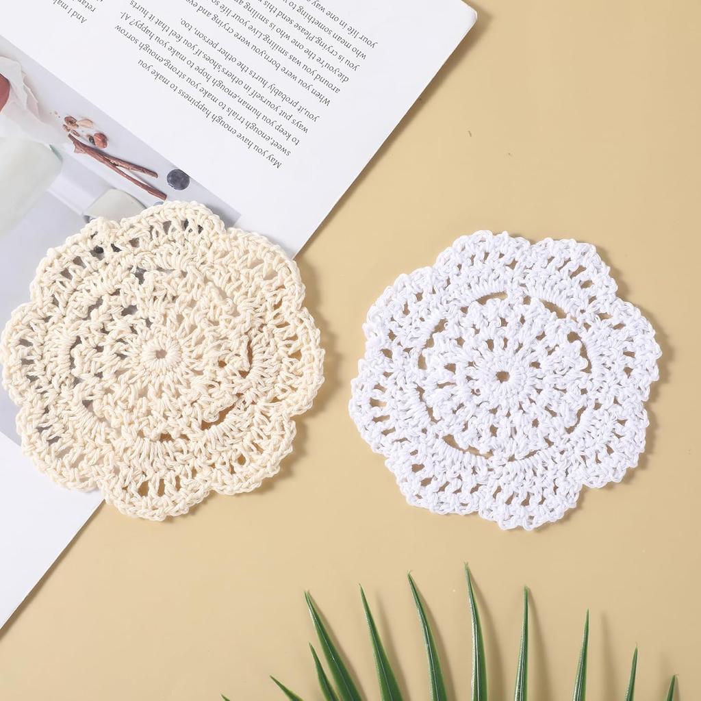 4 Inch Small Lace Doilies Crochet Doilies for Cups Coasters, 12 Pcs Lace Vintage Round Handmade Placemats, Laces Doilie for Tables for Tables Kitchen