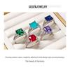 Gesi En Jewelry: European & American Style Gem-Inlaid Open Square Ring for Women