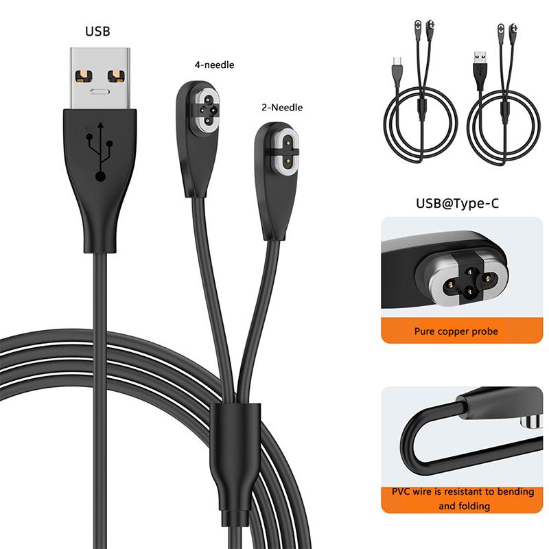 Cablu de Încărcare Rapidă USB Tip-C 2 în 1 pentru Căști Shokz AS800/S810/S710 Openswim Pro Conducție Osoasă Adaptor Magnetic de Încărcare