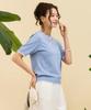 CHASECULT Women'S Crew Neck Contrast Tip Sweater - Sky Blue