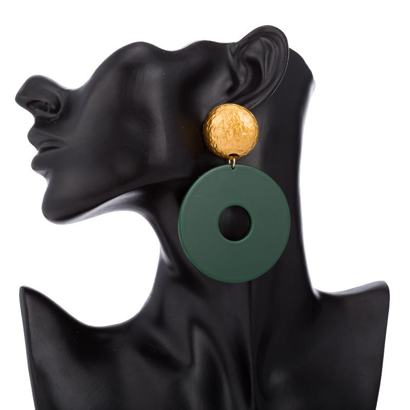 

Colorful Geometric Resin Circle Earrings For Women Elegant And Simple Street Style зелений