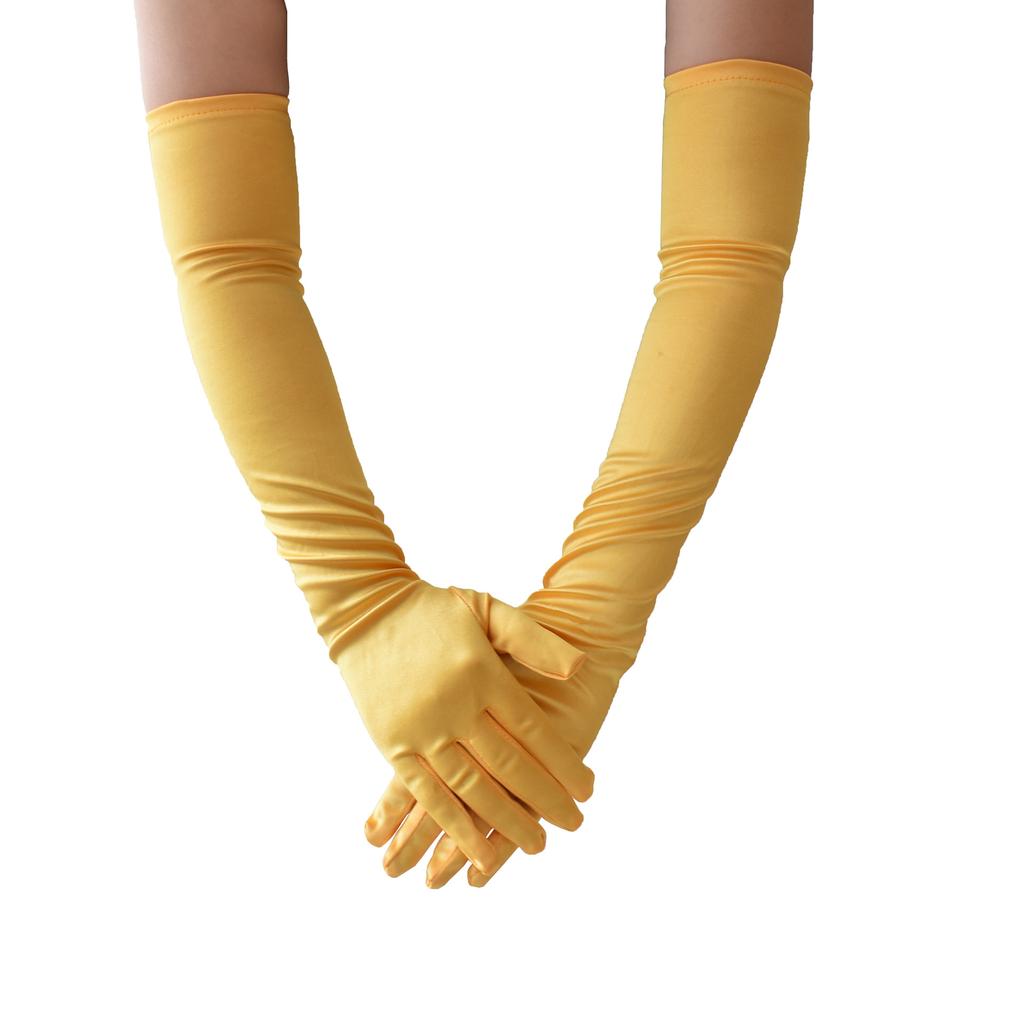 Halloween 52CM Long Stretch Satin Ball Gloves Slippery Satin Cosplay Dinner Dress Performance Gloves