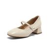 Bata Women's Sheepskin Block Heel Mary Jane Shoes