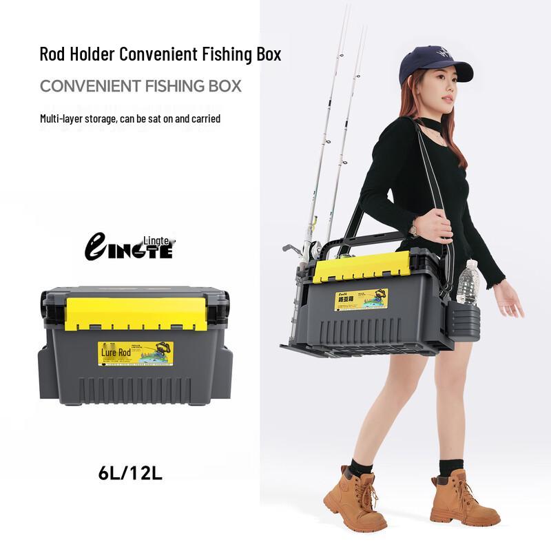 Lure Fishing Seat Box with Rod Holders