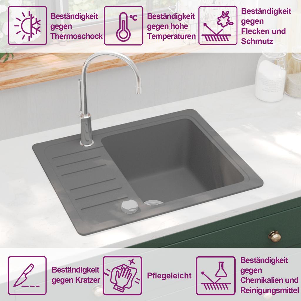 Granite Single Basin Sink Grey