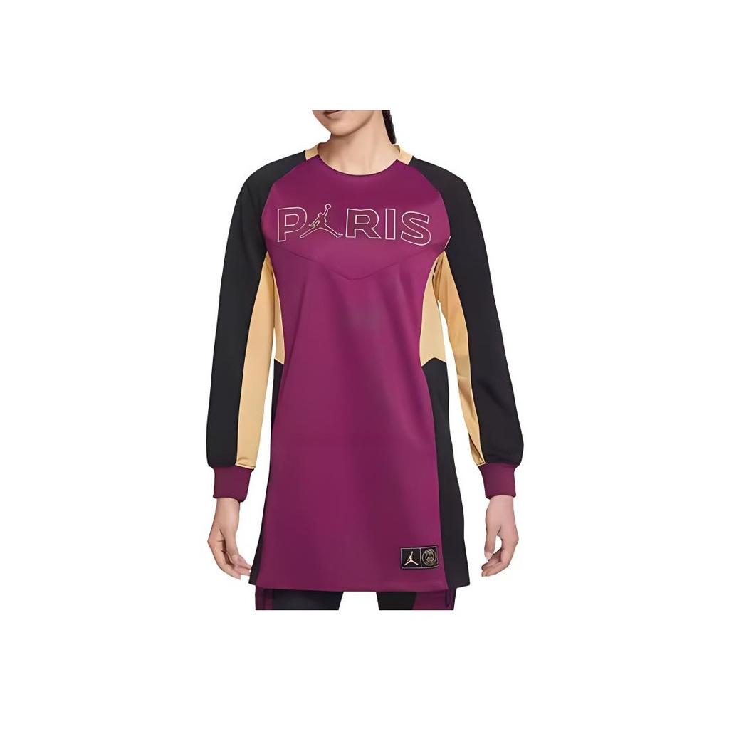 Jordan Comfortable Simple Soft Round Neck Long Sleeve Dress Women Dresses Purple Red CW3930-610