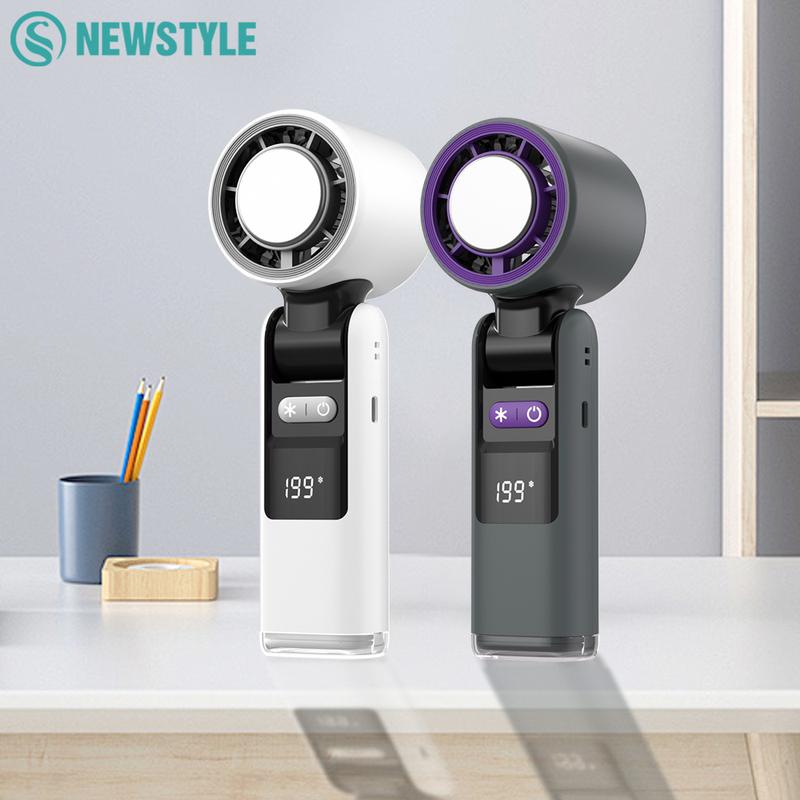 Mini El Tipi Turbo Fan Katlanabilir Tasarım 1-199 Hız Rüzgar 4000mAh Şarj Edilebilir Dijital Ekran Taşınabilir Cep Fanları Dış Mekan İçin