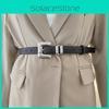 Womens Style Minimalist Derma Waist Belt Metal Pin Buckle Dress Belt Shapewear