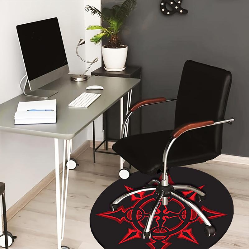 1pc Red Compass Symbol Round Carpet, Made of Polyester,Office Chairs, Living Rooms, Or Bedrooms, a Cool Rug for The Living Room.ydt26059
