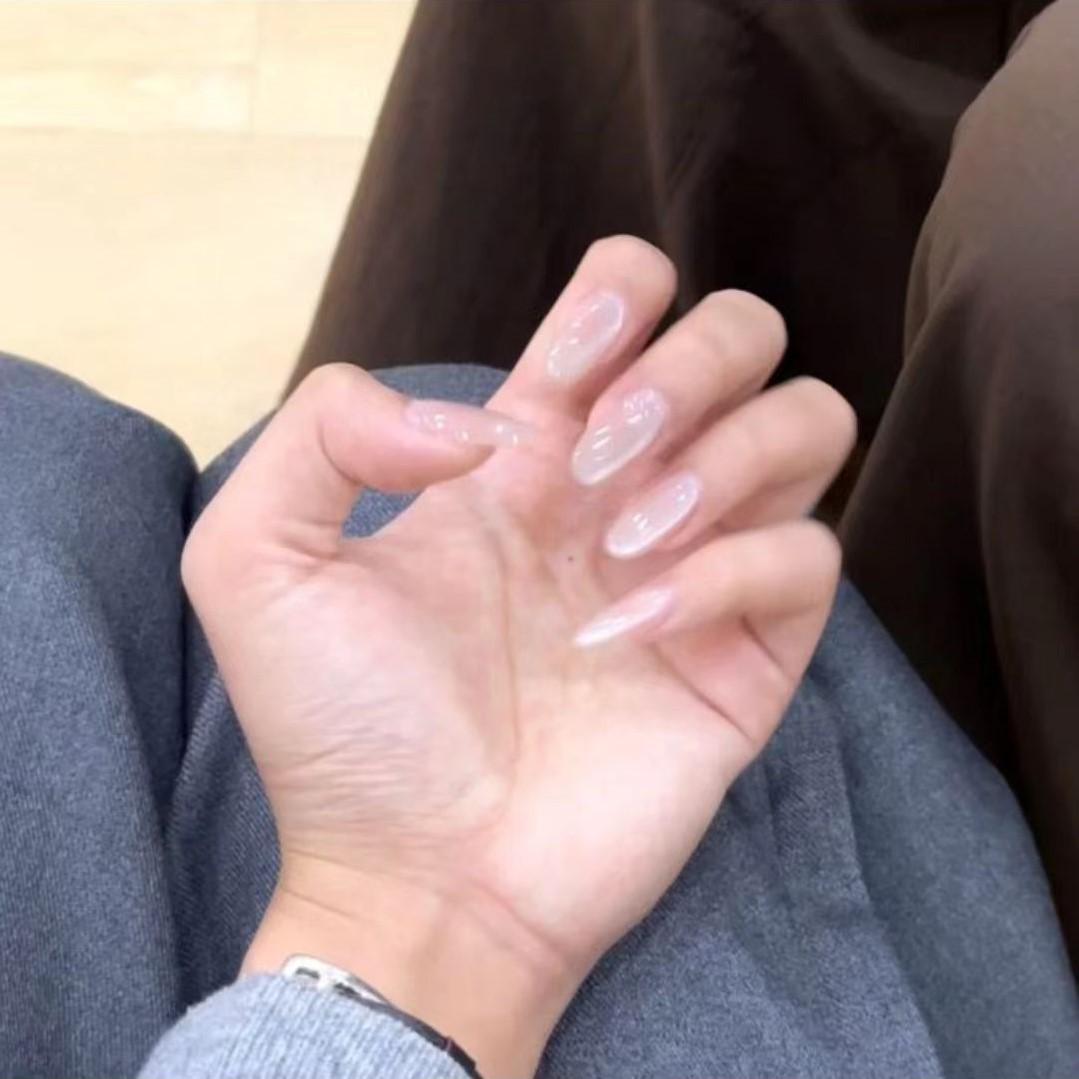 Elegant Nude Cat Eye Nails: Versatile Everyday Handmade Style Small