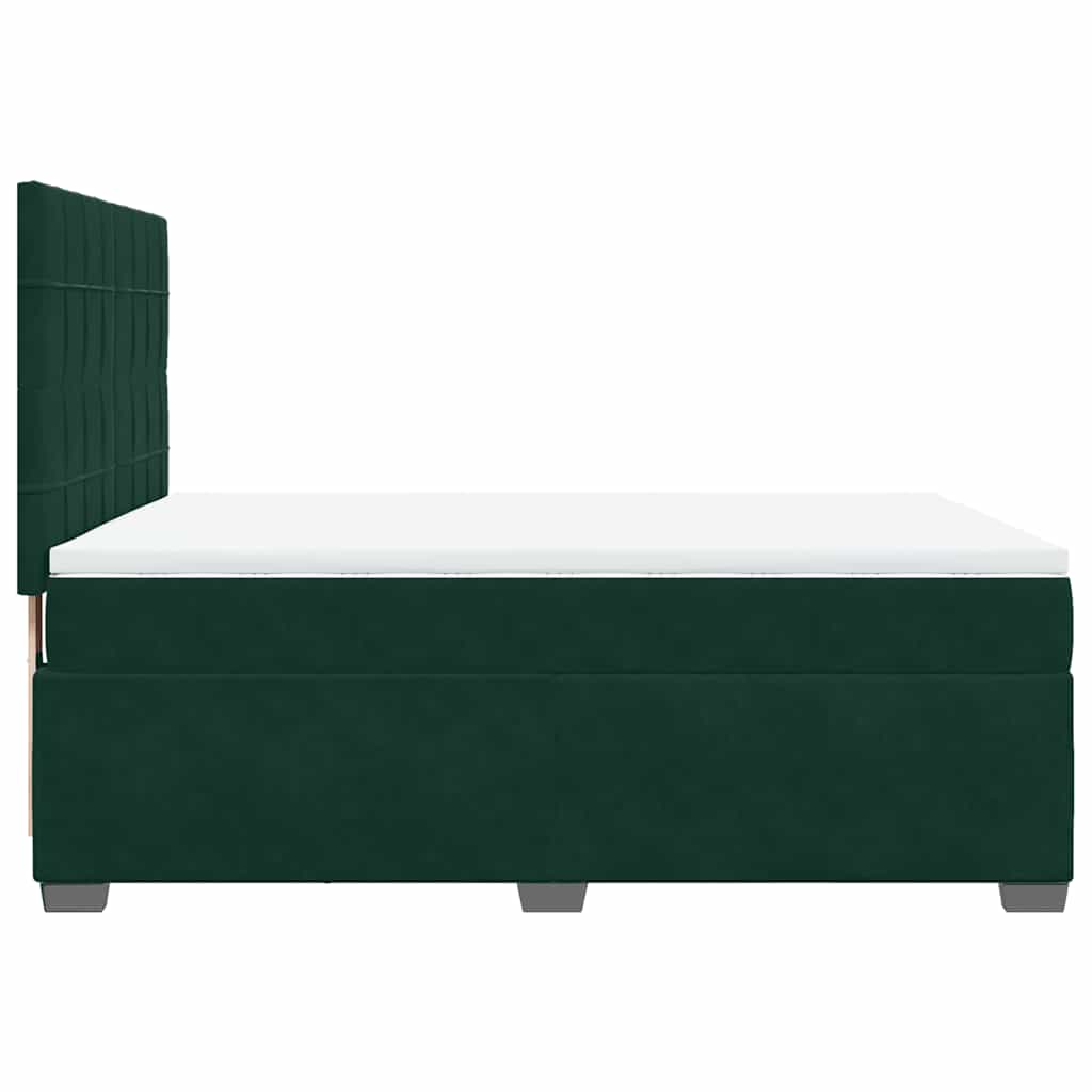 Box Spring Bed with Mattress Dark Green 140x200 cm Velvet
