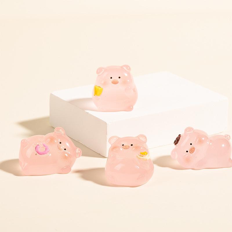 Светящийся мультяшный маленький розовый поросенок Diy аксессуары кремовый клей брелок — фото 8