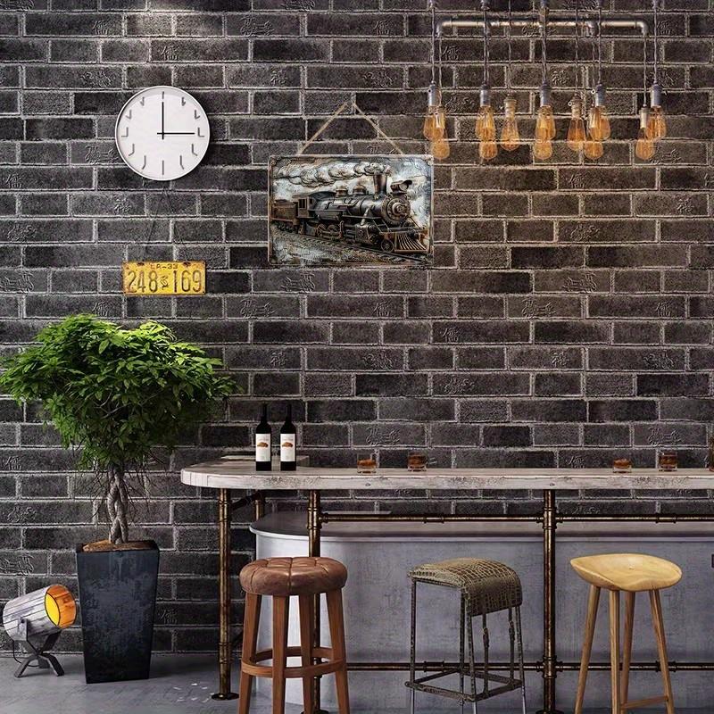 2D platt träskylt 30*20cm Vintage ånglok träskylt väggplatta, Retro lokomotiv trädekorativ skylt, Trädgård, hemmabar, café