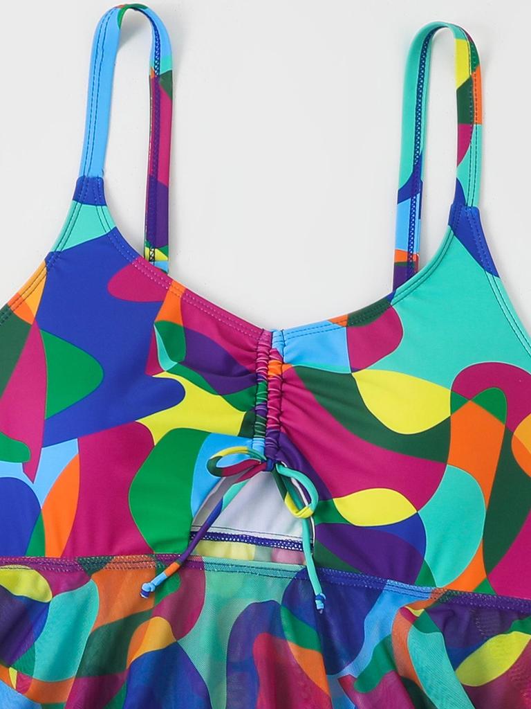 2025 European & American Swimwear: New Plus Size Split Bikini Dress-Style Swimsuit for Women