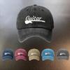 A Washed Cap Featuring a Guitar Pattern Perfect for Daily Outings And Is a MustHave for Fashionable Couples This Retro Rock