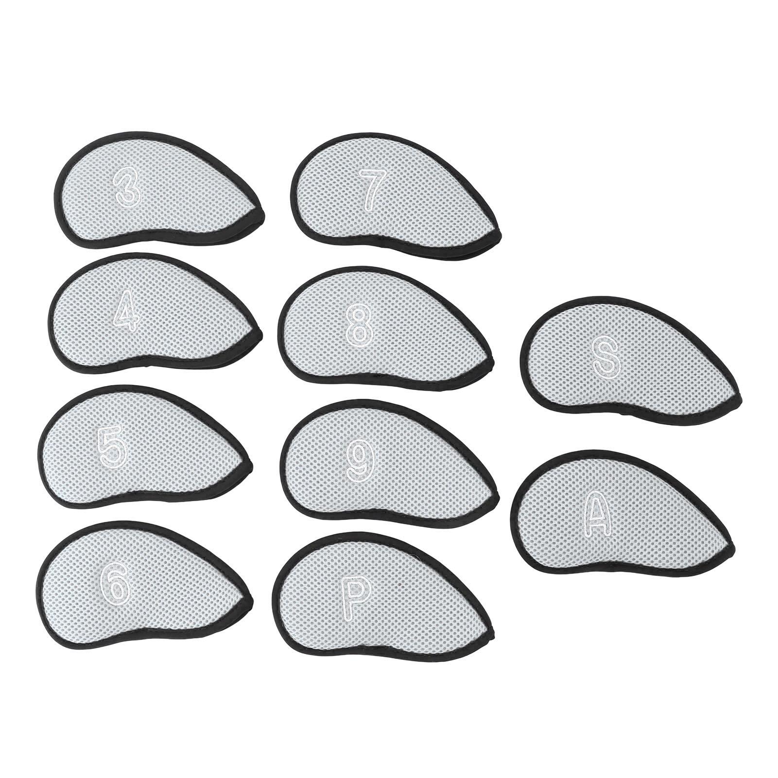 10 шт., набор защитных чехлов на голову для клюшки для гольфа, дышащая нейлоновая сетка, мягкая подкладка, набор защитных железных чехлов для гольфа