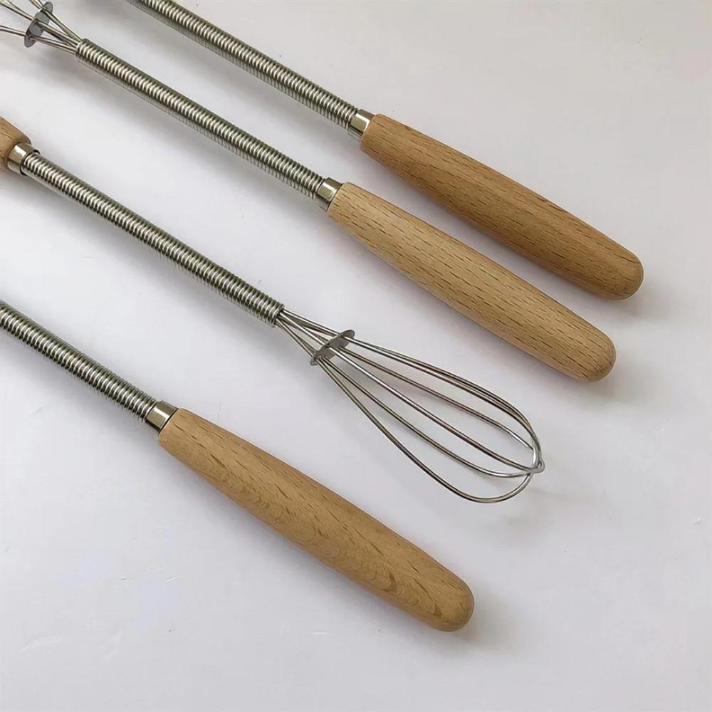 Multifunction Stainless Steel Egg Beater Wooden Handle Manual Egg Beater Hand Egg Beater Cooking