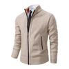 Men's Fleece-Lined Cardigan: Thick Knit Zipper Sweater with Stand-Up Collar for Autumn/Winter 2023