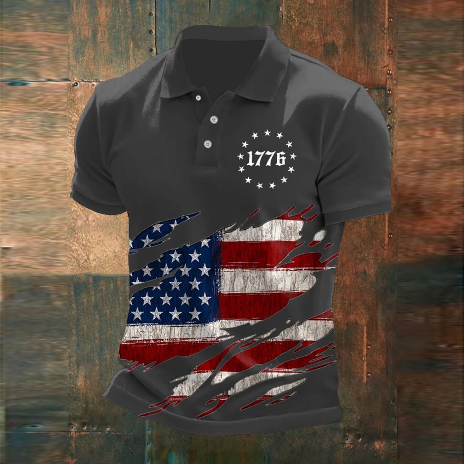 

Men s Loose And Casual Flag-print T-shirt, Short Sleeve Shirt M