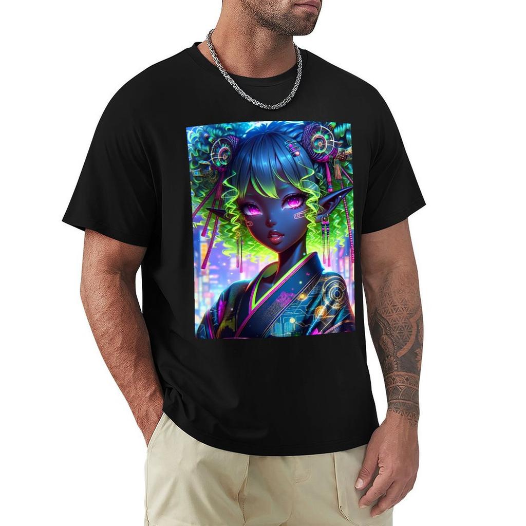 Das Cyber Siren T-Shirt Grafik-T-Shirt Übergröße Kleidung Croswit Shirt Mann Herren Grafik-T-Shirts Hip Hop