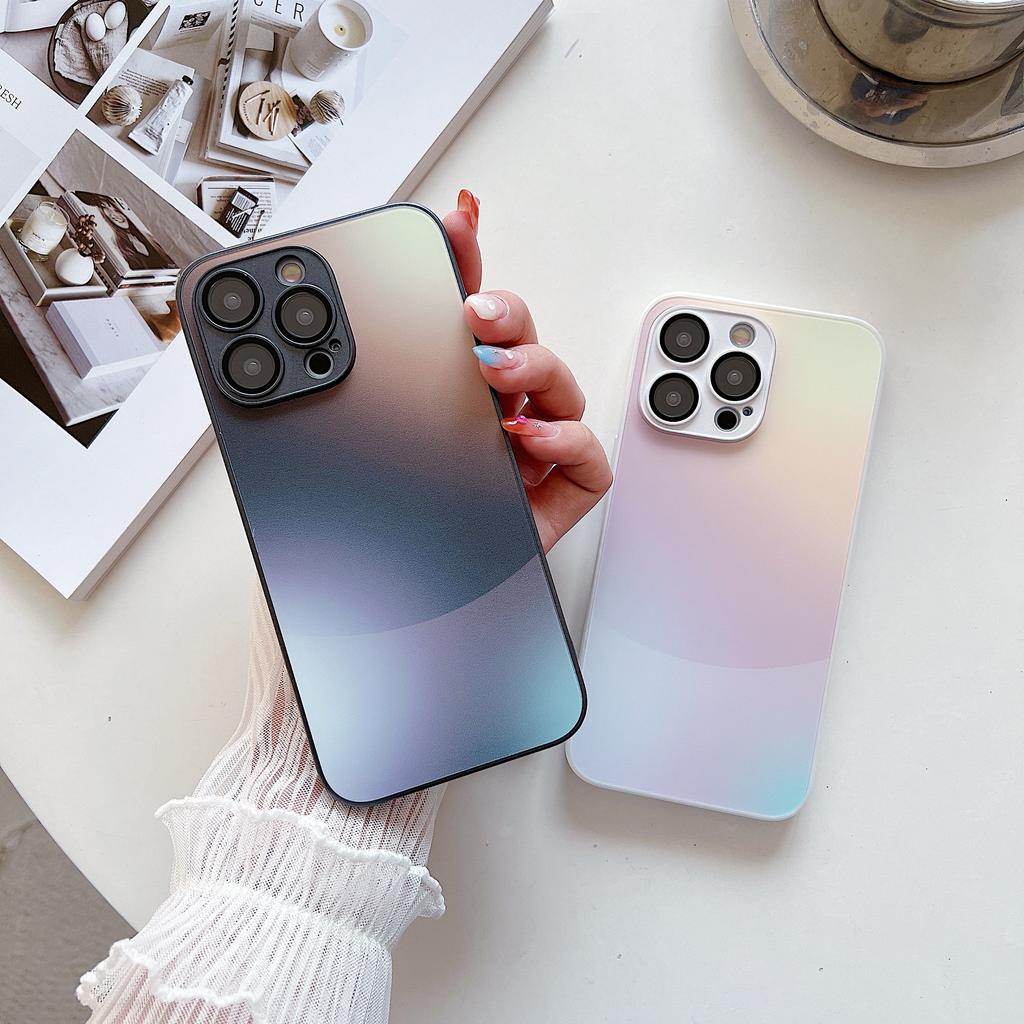 Applicable to iPhone17PROMAX gradual change frosted glass mobile phone case Apple 16 comes with lens film 15 protective case