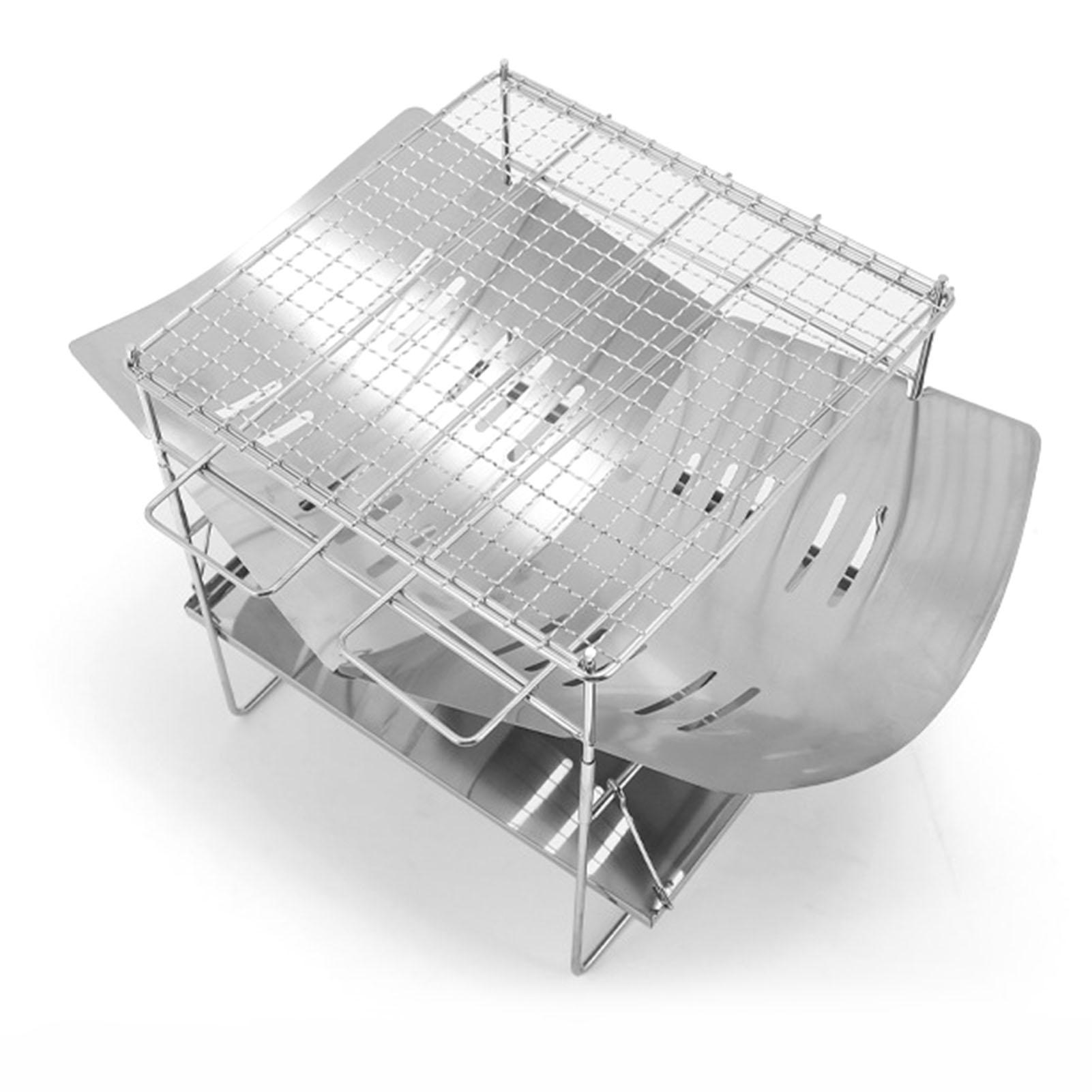 

Folding Charcoal BBQ Grill Portable Stainless Steel Collapsible Camping Grill for Outdoor Traveling Holiday Park Garden
