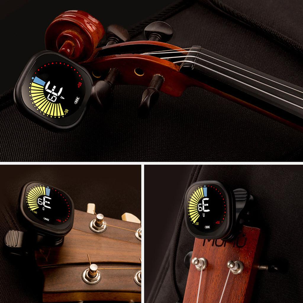 Guitar Tuner 12 Equal Temperament LCD Display Automatic Electronic Tuner With Rechargeable Battery for Violin Ukulele