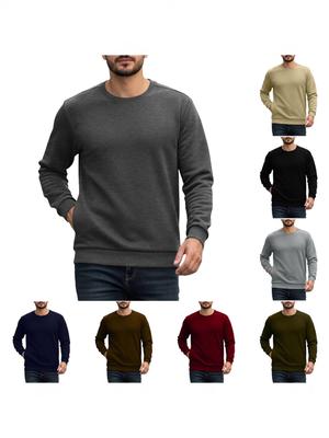 Men's Winter Heavyweight Plus Velvet Round Neck Sweatshirt - Loose Casual Sports Outerwear