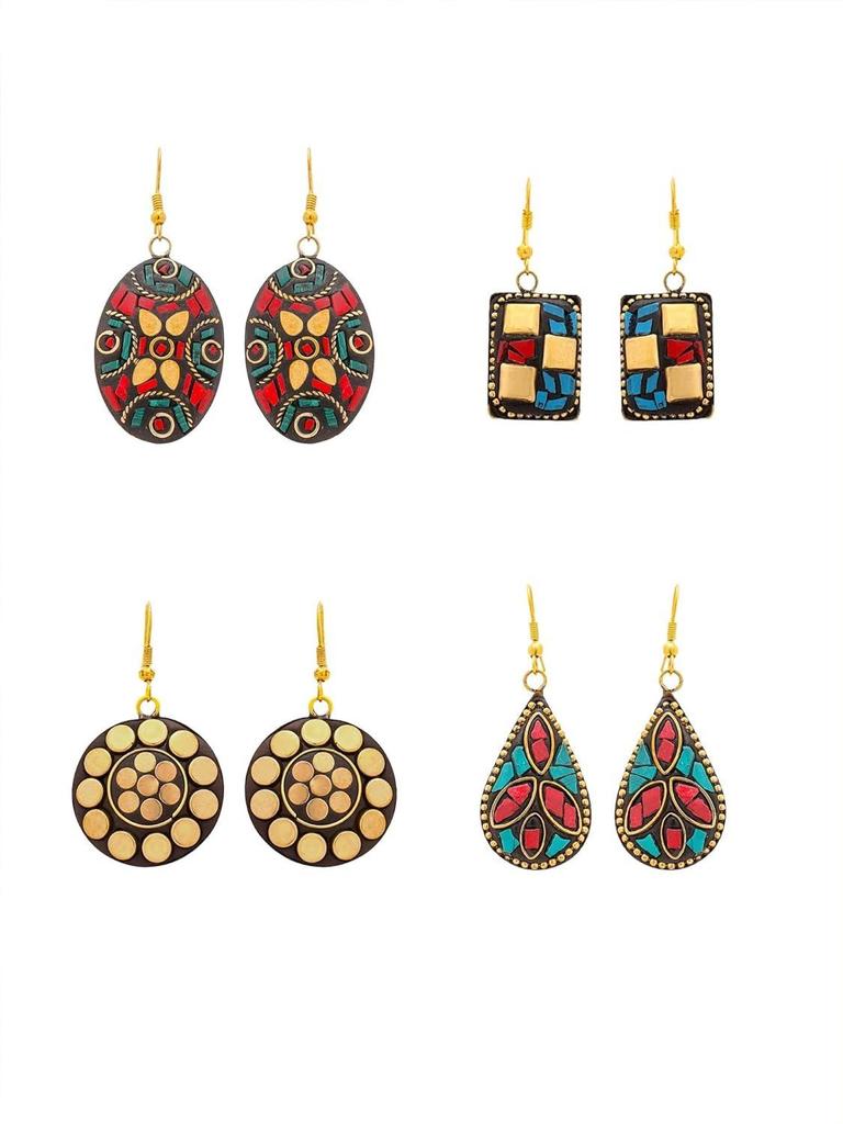 Drop Earrings For Women | Traditional Women Earrings Sets | Ethnic Combo Set Tibetan Laac Drop Earrings For Girls