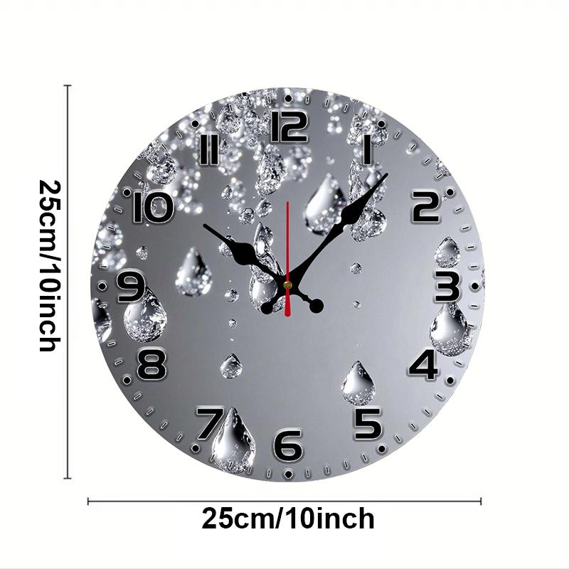 Crystal Drop Wooden Round Silent Hanging Wall Clock, Suitable For Living Room, Office, Study Room, Bedroom, Home Decoration