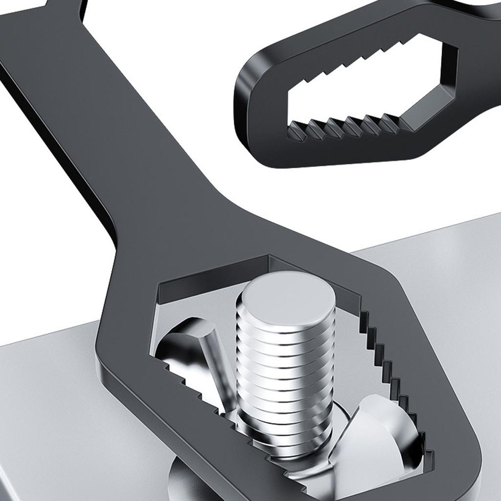 Multi Functional Dual Head 8-24mm Universal Torx Wrench, Double-ended Self-tightening Adjustable Wrench Tools,Black and Silvery