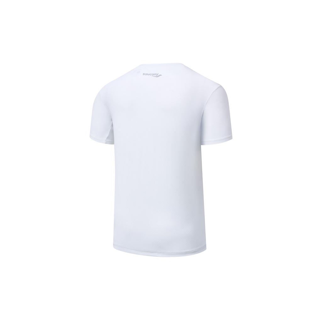 SAUCONY Solid Color Simple Letter Logo Print Crew Neck T-Shirt Men Tops White SC2249075A-PR116