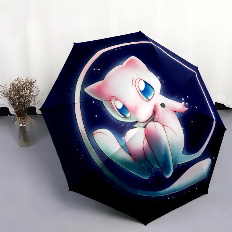 Mew Pattern, Automatic Folding Umbrella, Portable and Foldable Design, 8 Ribs, a Christmas or Birthday Gift.