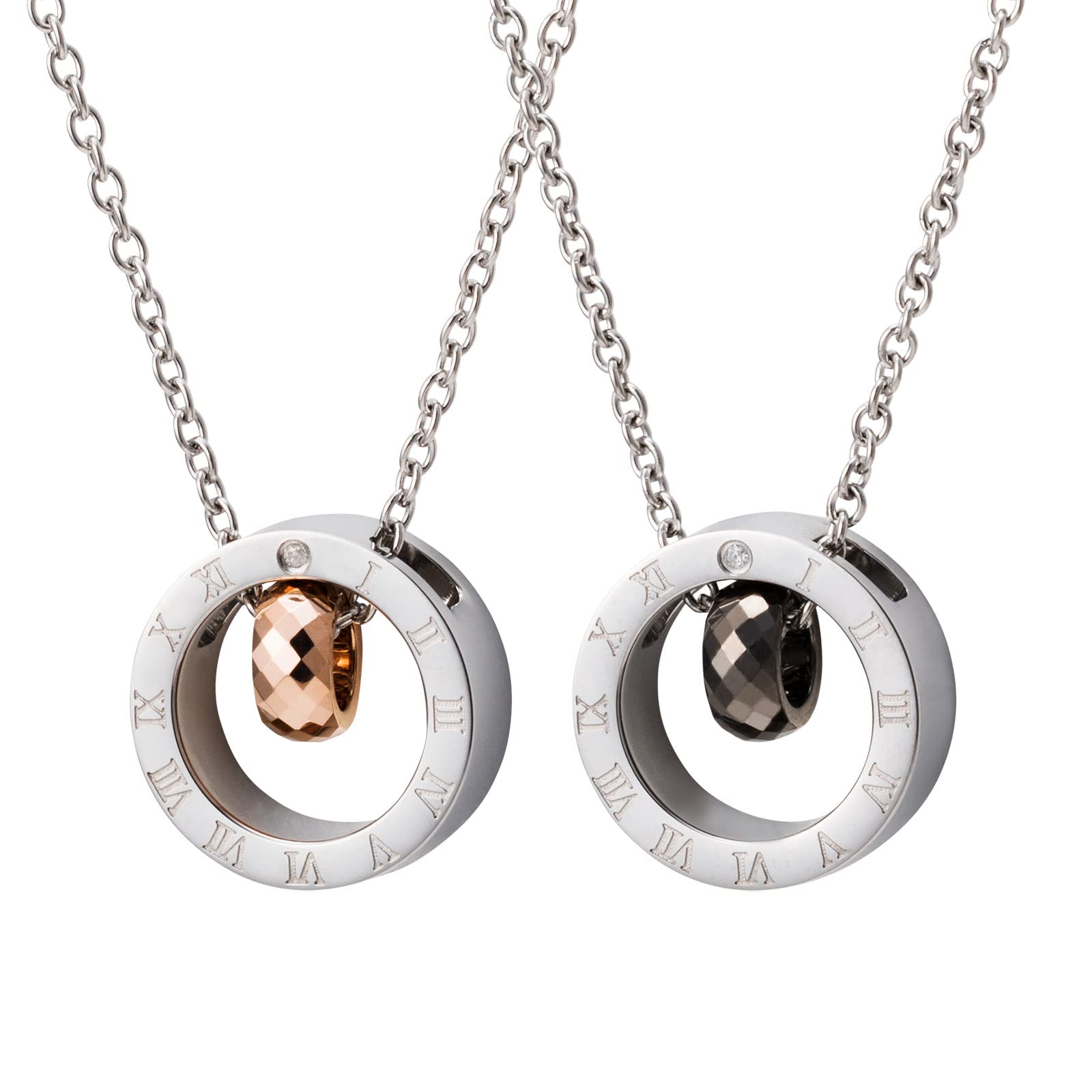

Circle Top Tungsten Stainless Steel Pair Necklace Gold Black 4SUP025GO 4SUP025BK [White Clover] & & чорний