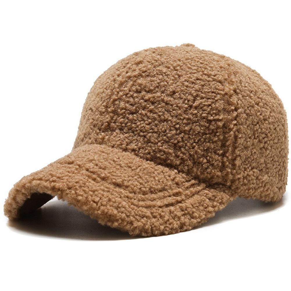 Thicken Lamb Wool Baseball Cap Velvet Winter Peaked Cap Casual Plush Snapback  Women
