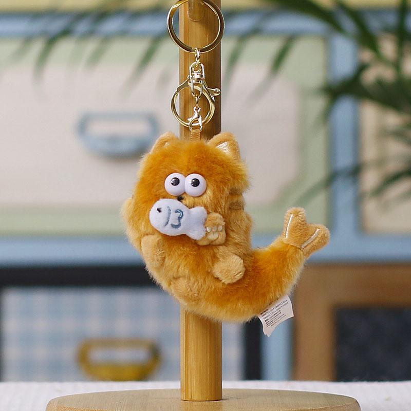 Plush Cat Keychain With Pullout Fish Toy For Kids And Collectors